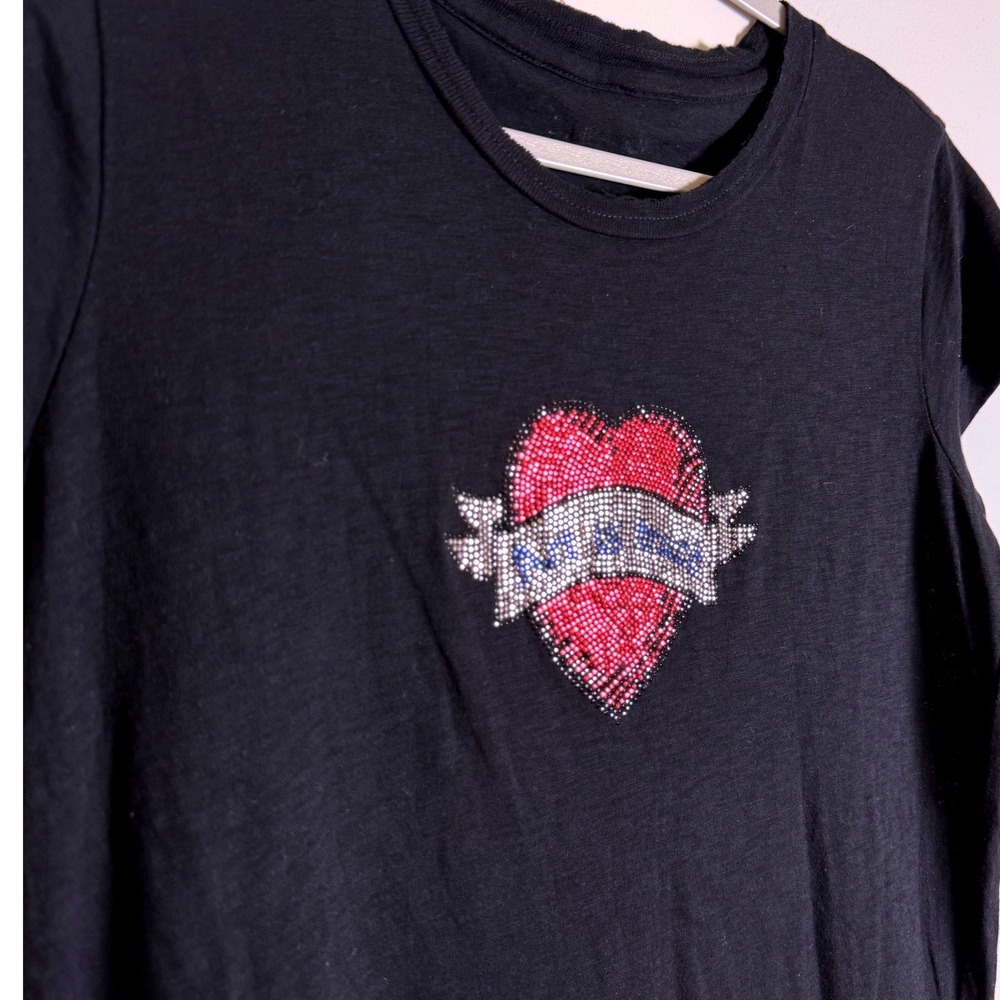 Zadig & Voltaire Black Art Is Truth Heart Rhinestone Tee Large - Picture 4 of 9